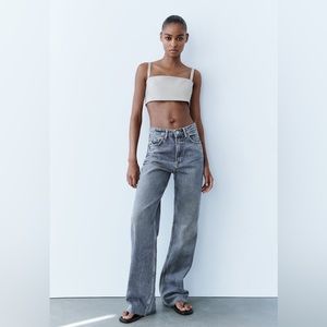Zara TRF High Rise Wide Leg Jeans